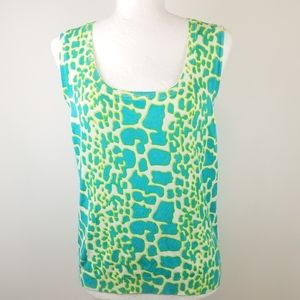 Joseph A. Sleeveless Teal And Green Top